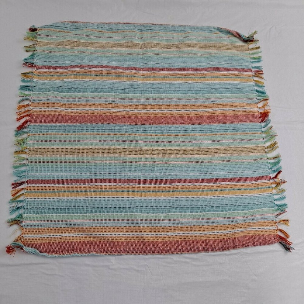 Food Network Placemat Stripe Material Fringed Square